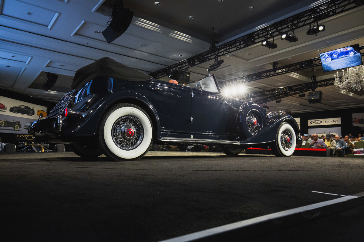 1934 Packard Twelve Individual Custom Convertible Sedan by Dietrich offered at RM Sotheby’s Amelia live auction 2019
